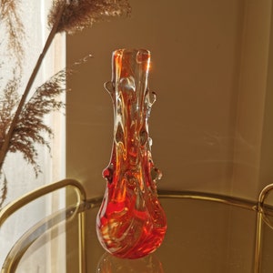 Vintage Glass Orange Vase from Yugoslavia '' Prokuplje" 1970s /Mid Century  Glass Vase/ Retro Orange Vase / Retro Home Decor / Home Decor