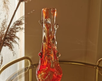 Vintage Glass Orange Vase from Yugoslavia '' Prokuplje" 1970s /Mid Century  Glass Vase/ Retro Orange Vase / Retro Home Decor / Home Decor