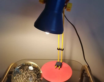 Mid Century Table or Desk lamp /Vintage office lamp /Vintage kidsroom Lamp /Working Vintage lamp /Red, Yellow, Blue lamp/ Home Lighting