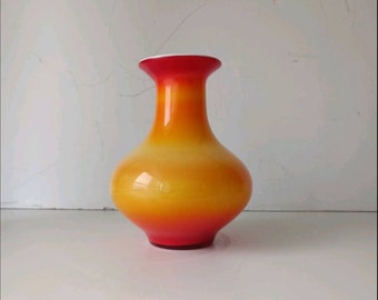 Vintage Orange Glass Vase: Mid-Century Modern Decor