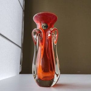Vintage Glass Orange Vase from Yugoslavia '' Prokuplje" 1970s /Mid Century  Glass Vase/ Retro Orange Vase / Retro Home Decor / Home Decor