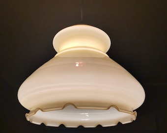 Lámpara colgante vintage de cristal opalino beige - Iluminación de mediados de siglo, años 70