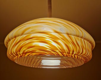 Vintage 70s Plastic Pendant Lamp: Mid-Century Modern Lighting