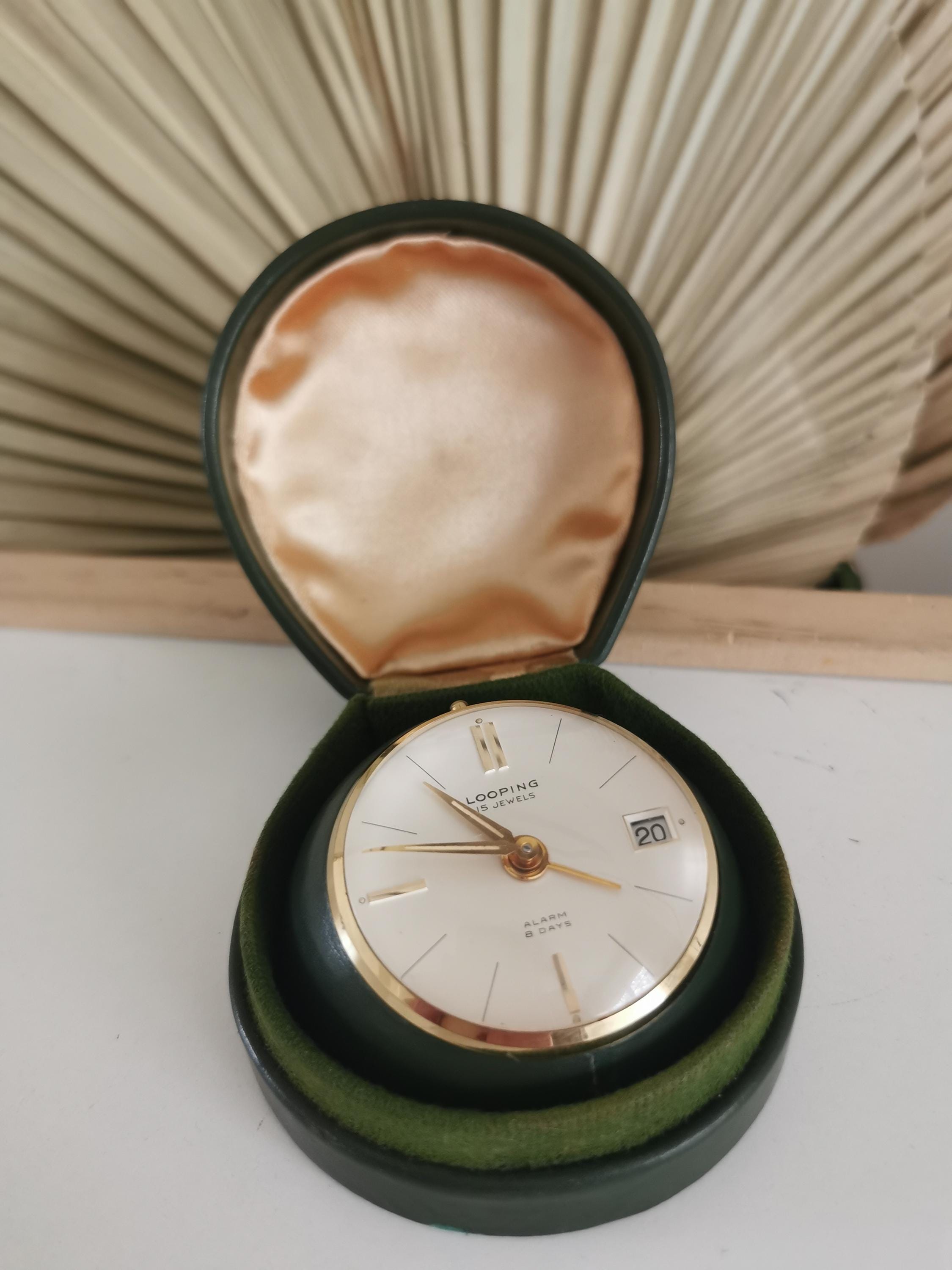 Vintage Looping Swiss Desk Clock: 15 Jewels, 8-day Alarm - Etsy