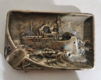 ヴィンテージフランス製真鍮灰皿：オーシャンライナーのホーム