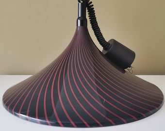 Vintage Meblo Plastic Trumpet Pendant Lamp: Black Mid-Century Modern Ceiling Light