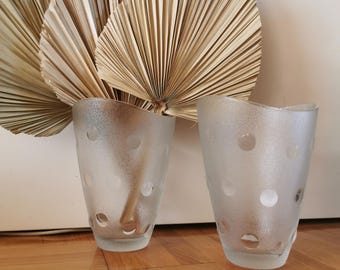 Vintage Pair Glass Vases from Italy / Mid Century Modern / Home Decor