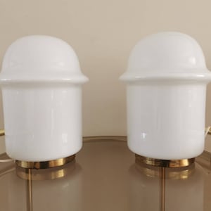 Mid Century Pair  Mushroom Lamps / Opaline Glass lamps /Vintage Desk or Table Lamps/ Home Decor