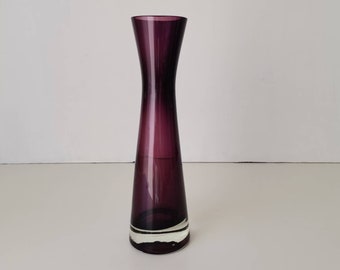Vintage Glass Purple Vase from Yugoslavia 1970s /Midcentury  Vase/ Retro Purple Vase / Retro Home Decor /Opaline Art glass Vase