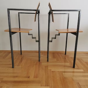 1 of 2- Vintage KFF TRIX Design Chair, Memphis style chair designed by Karl Friedrich Förster in 1980s Germany, Mid Century Modern Chair