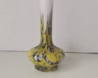Vintage 1970s Orange Glass Vase - Yugoslavia Mid-Century Decor