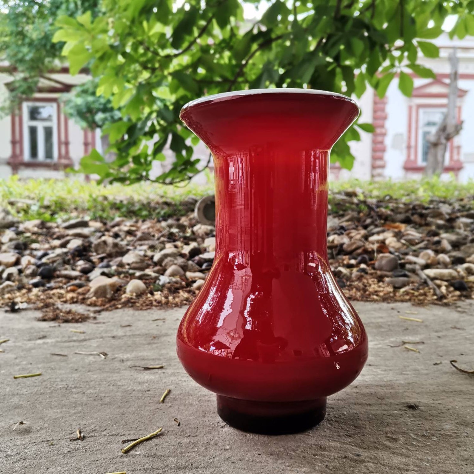 Vintage Glass Red Vase From Yugoslavia 1970s /midcentury Glass Etsy