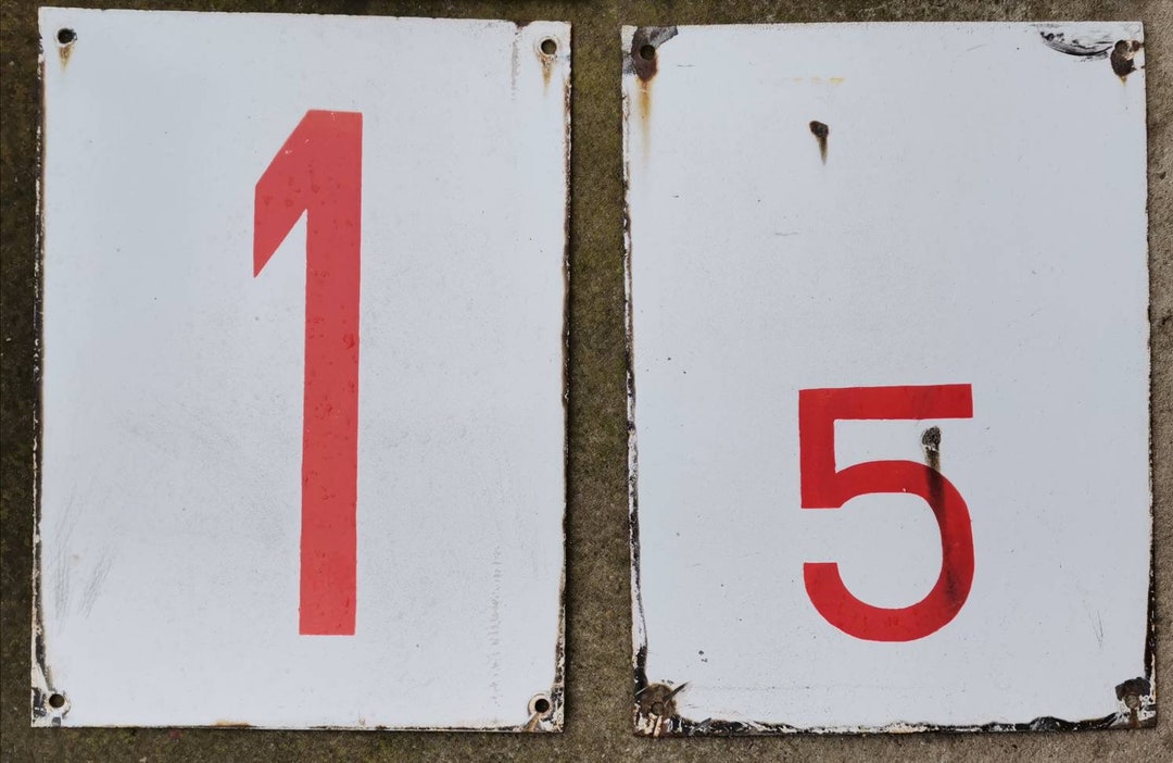 4 Big Enamel Signs/antique Numbers/ Vintage Enameled Numbers/enameled 4 Big Enamel Signs/antique Numbers/ Vintage Enameled Numbers/enameled
