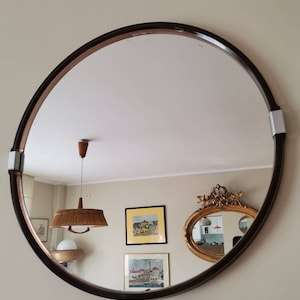 Vintage Plastic Round Mirror/ Retro Brown Mirror/Space Age Mirror/ Retro Plastic Mirror/ Home decor/from 1970s/ Mid Century Wall Mirror