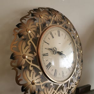 Vintage Wall Gold Clock 1960s made in England /Mid Century Wall Clock /Mid Century Detail