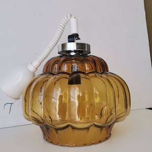 Vintage Brown Opaline Glass Pendant Lamp: Mid-Century Modern Lighting