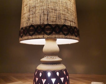Vintage German Ceramic Table Lamp: Mid-Century Modern Double Light