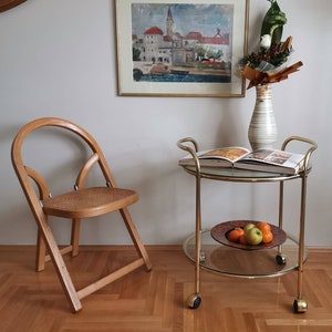 Vintage gouden metalen serveerkarren uit de jaren 70, 80 / mid century cocktail trolley bar / theekar, retro bar kar / retro keuken / home decor
