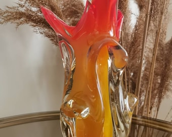 Vintage Art Glass Vase: Mid-Century Modern Decor, Made in Yugoslavia