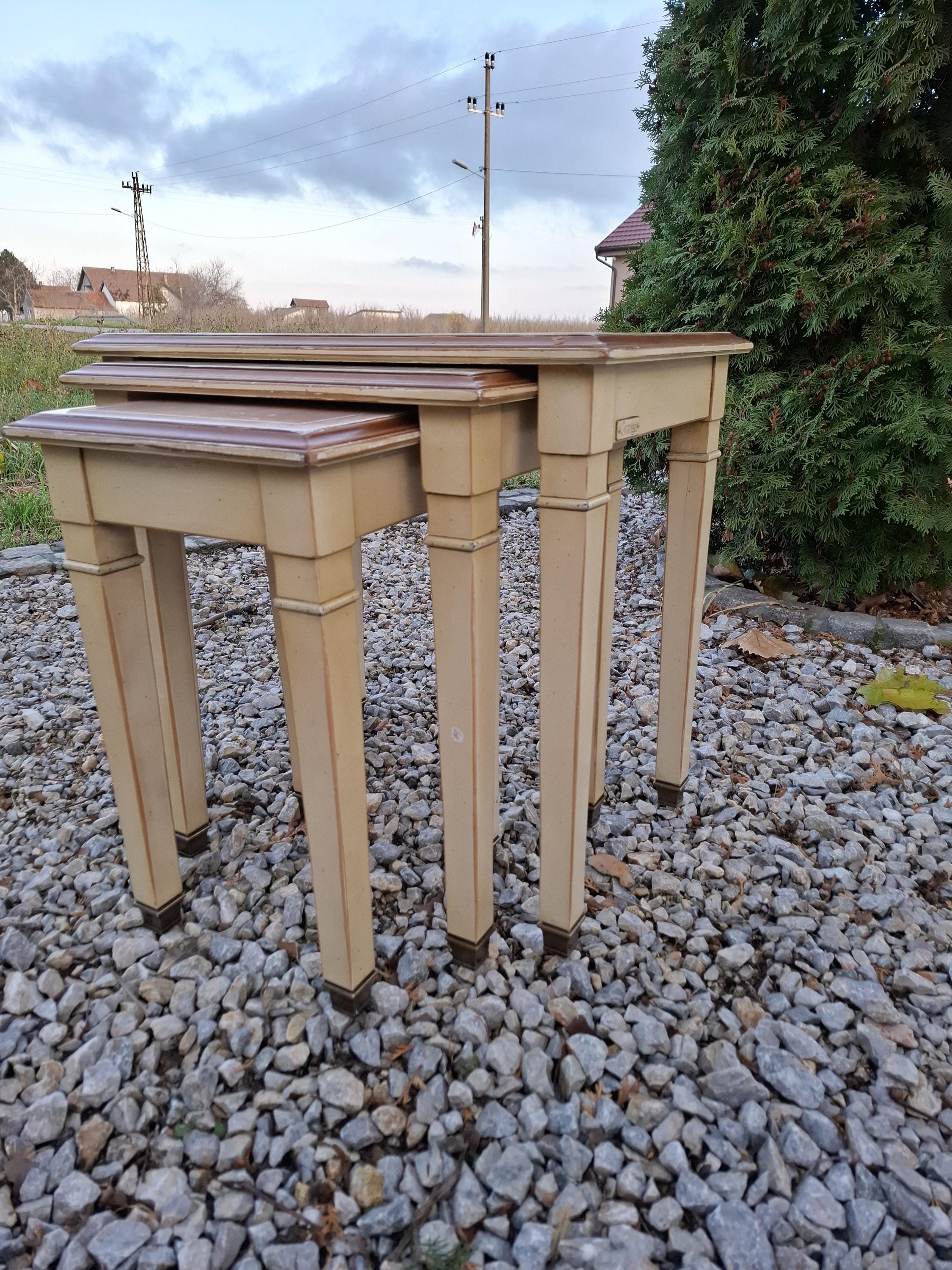 Vintage Grange France Nesting Tables | French Provincial Side