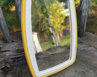 Vintage Yellow Plastic Frame Mirror: 1970s Yugoslavia