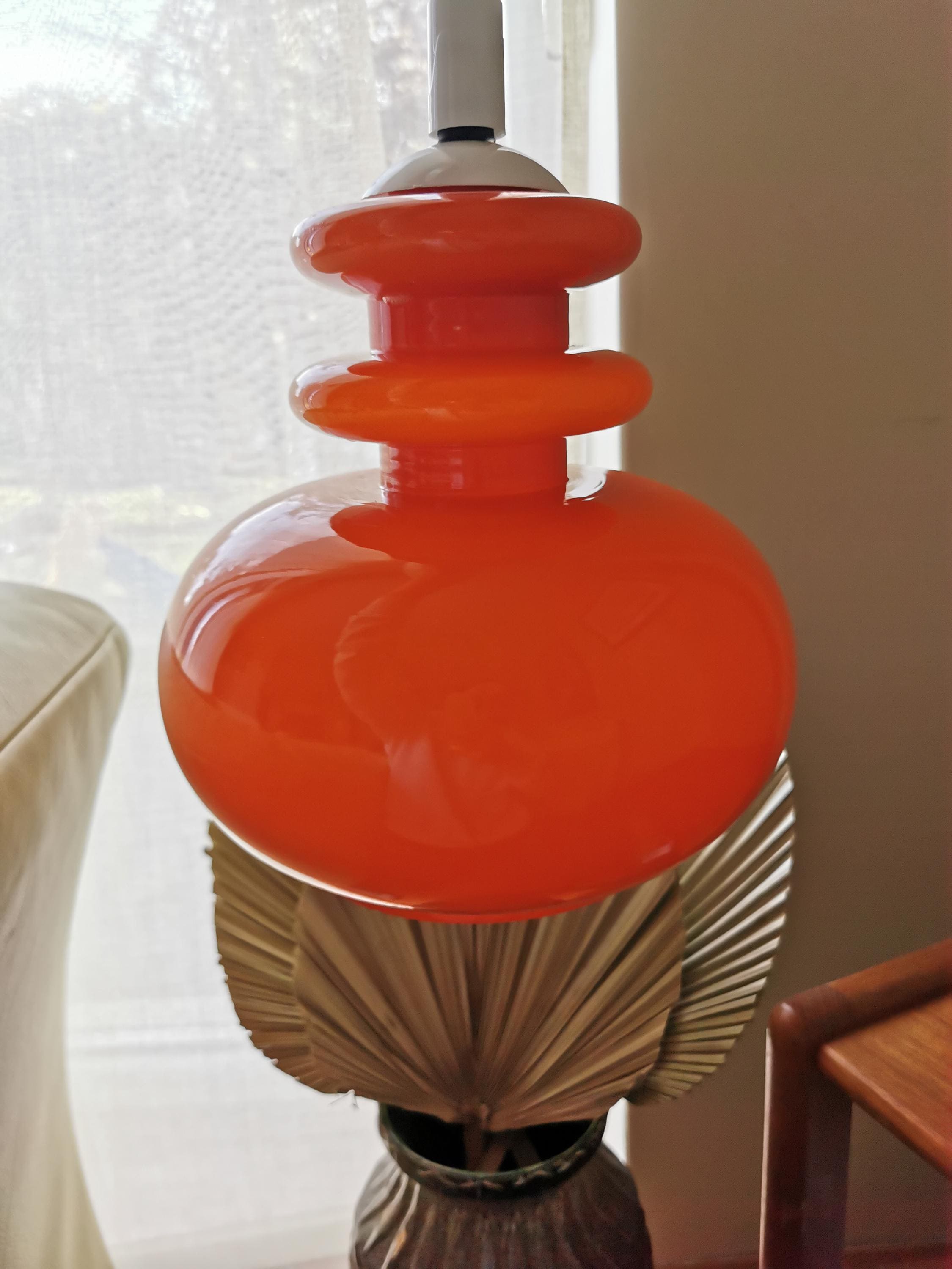 70s hanging lamp orange - Etsy 日本