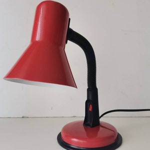 Veneta Lumi, Vintage Table Lamp, Pop Art, Red Desk Lamp, Red Table Lamp, Made In Italy, Retro Lamp, Retro Lighting