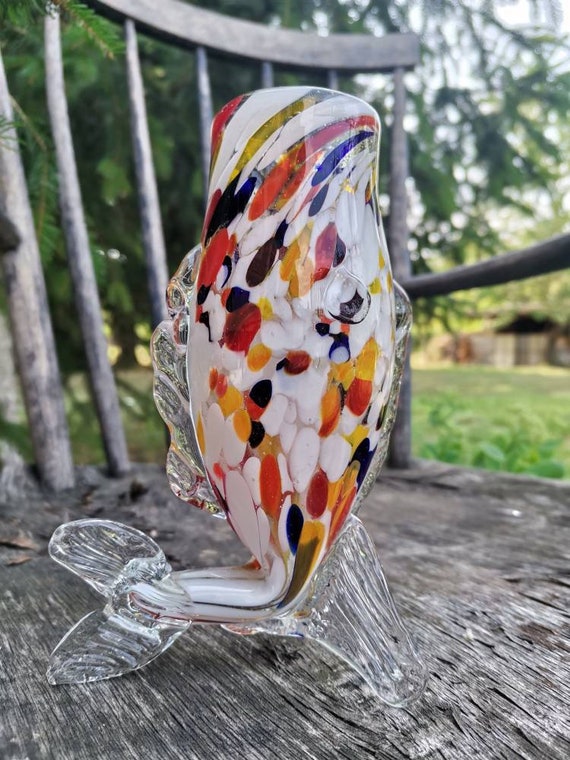 Vintage bunte fischförmige Vase / Mid Century Glasvase / Home Decor
