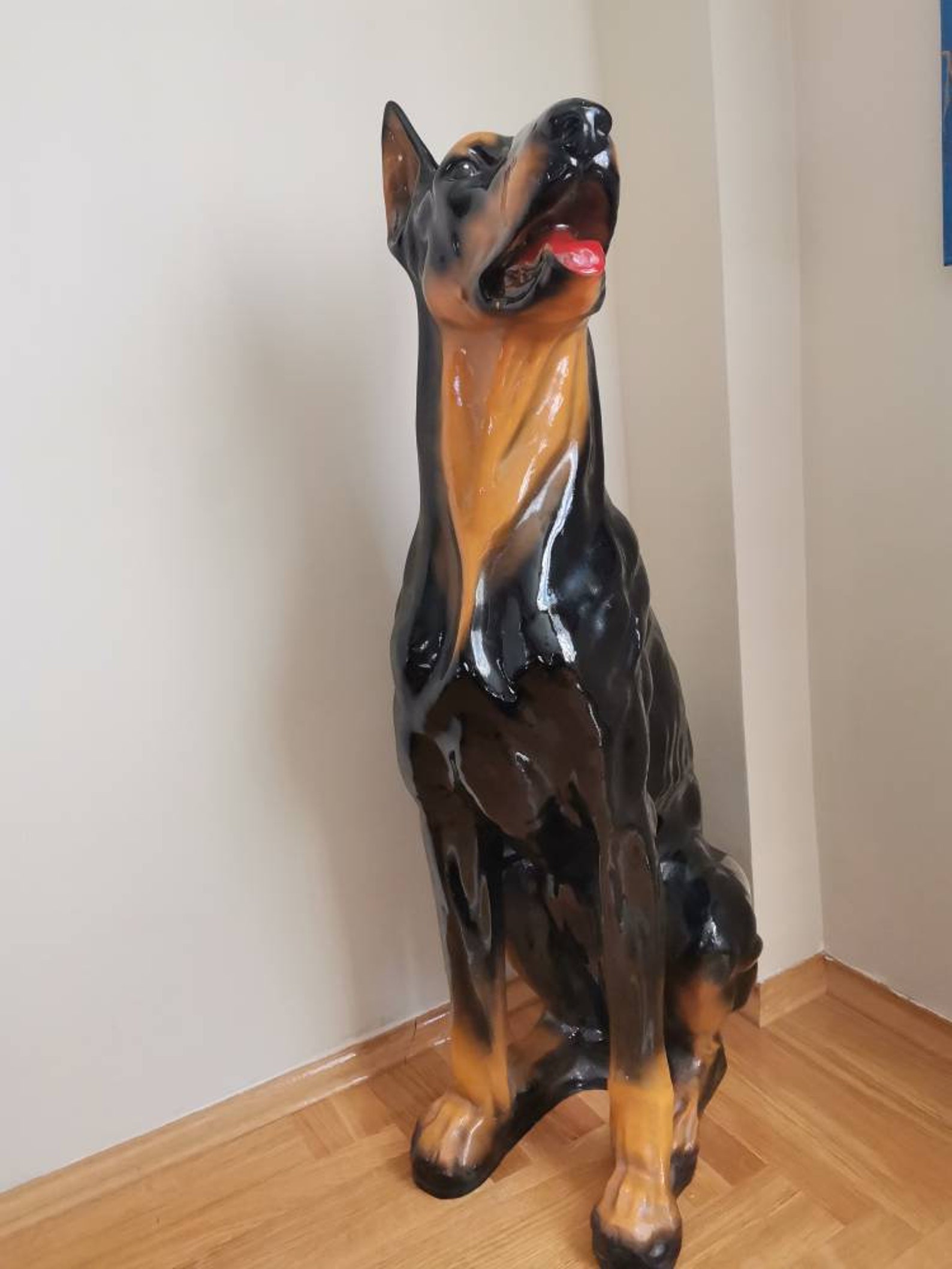 Vintage Doberman Statue / Plastic Figurine Dog Doberman / Etsy