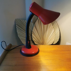 Veneta Lumi, Vintage Table Lamp, Pop Art, Red Desk Lamp, Red Table Lamp, Made In Italy, Retro Lamp, Retro Lighting