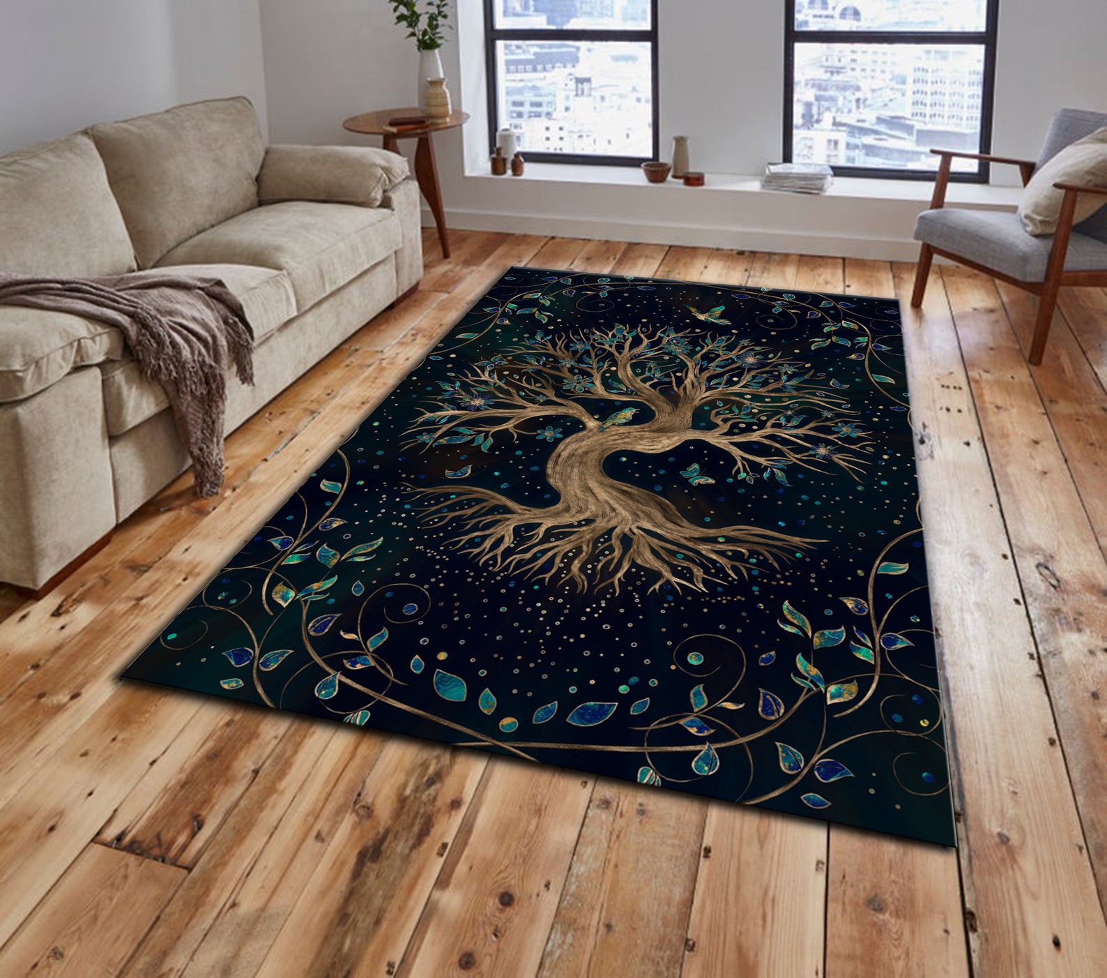 Tree of Life Yggdrasil Area Rug Living Room Decorative Floor Etsy