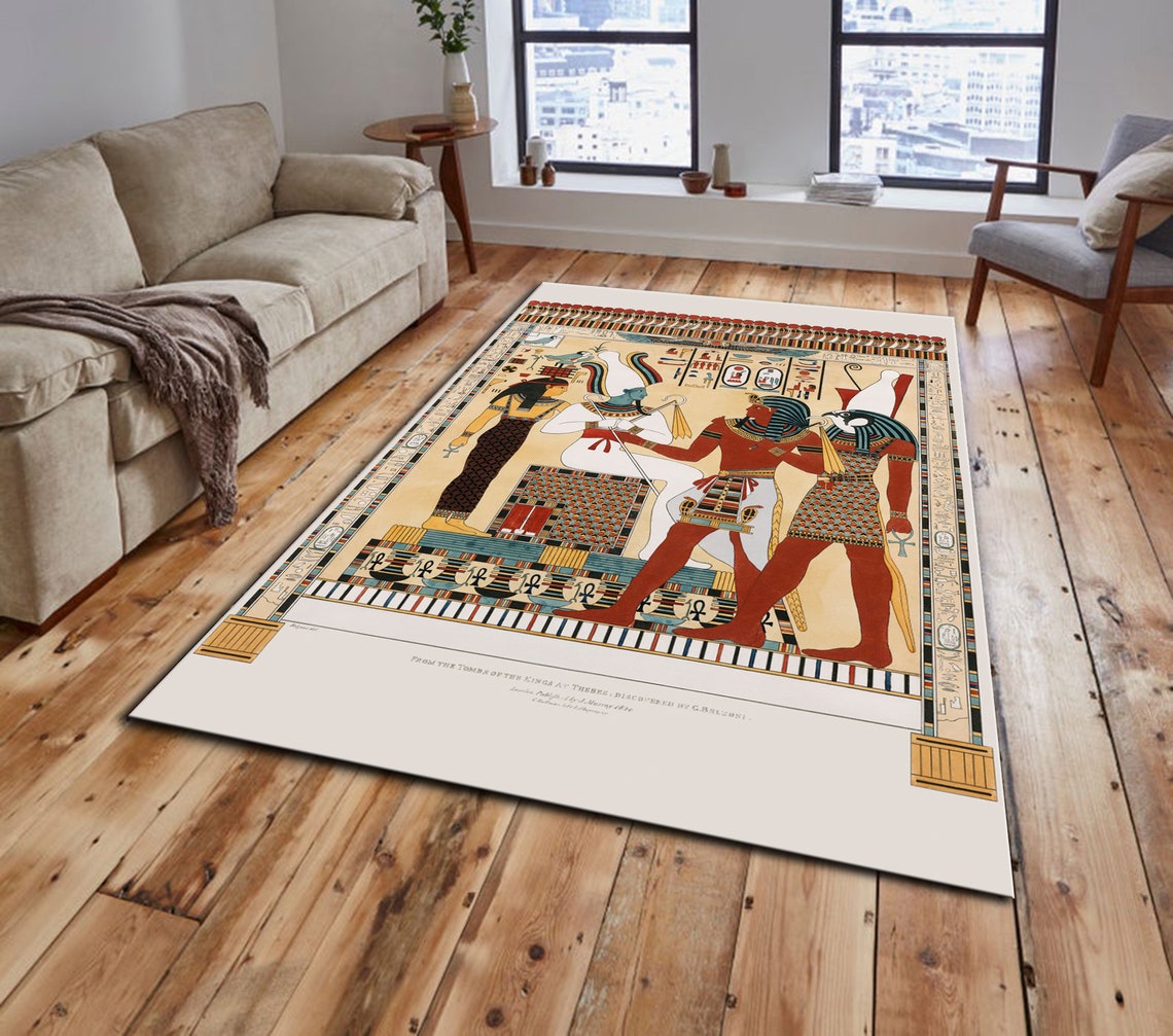 Ancient Egyptian Gods Area Rug Living Room Decorative Floor Etsy