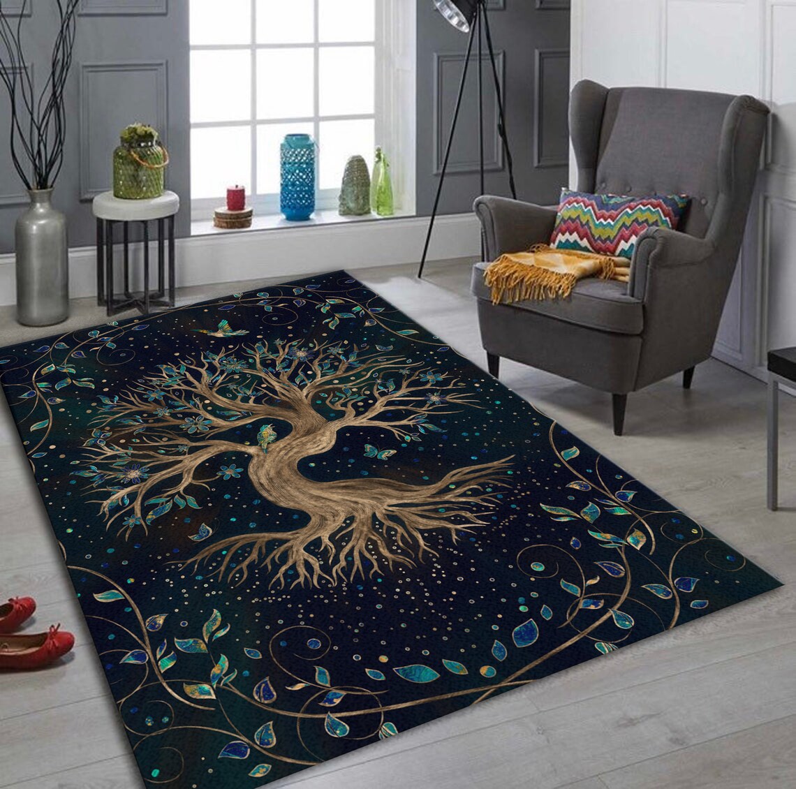 Tree of Life Yggdrasil Area Rug Living Room Decorative Floor Etsy