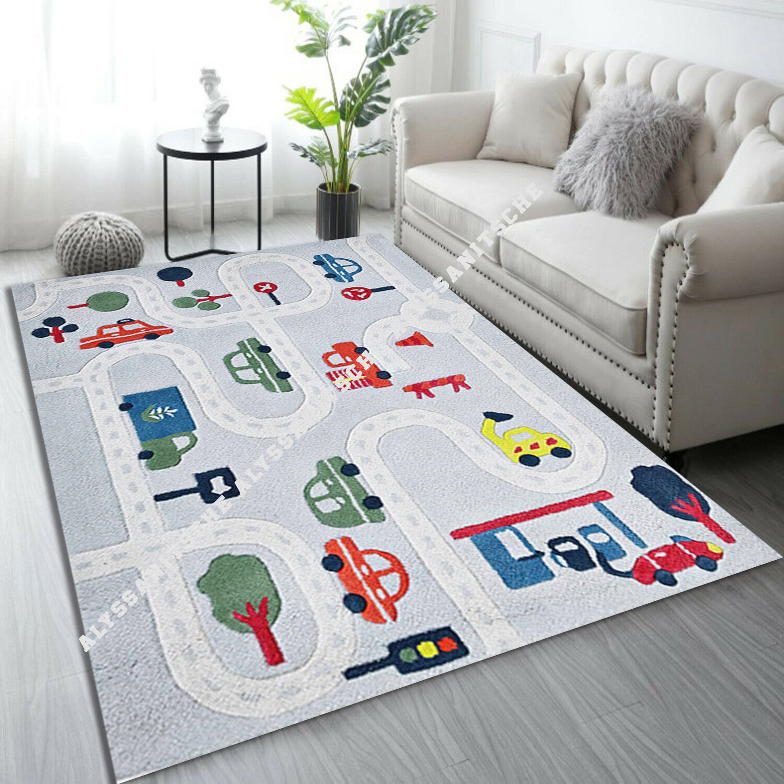 Car Rug Play Rug Play Mat Road Rug City car Nursery Etsy