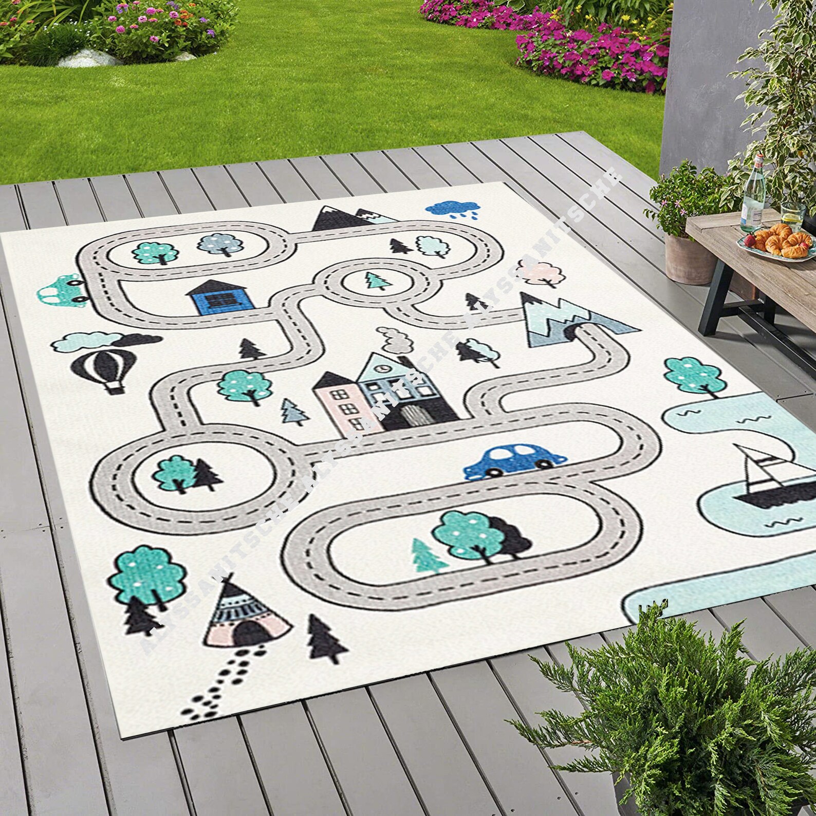 Car Rug Play Rug Play Mat Road Rug City car Nursery Etsy