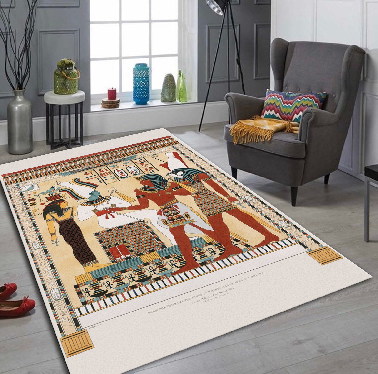Ancient Egyptian Gods Area Rug Living Room Decorative Floor Etsy