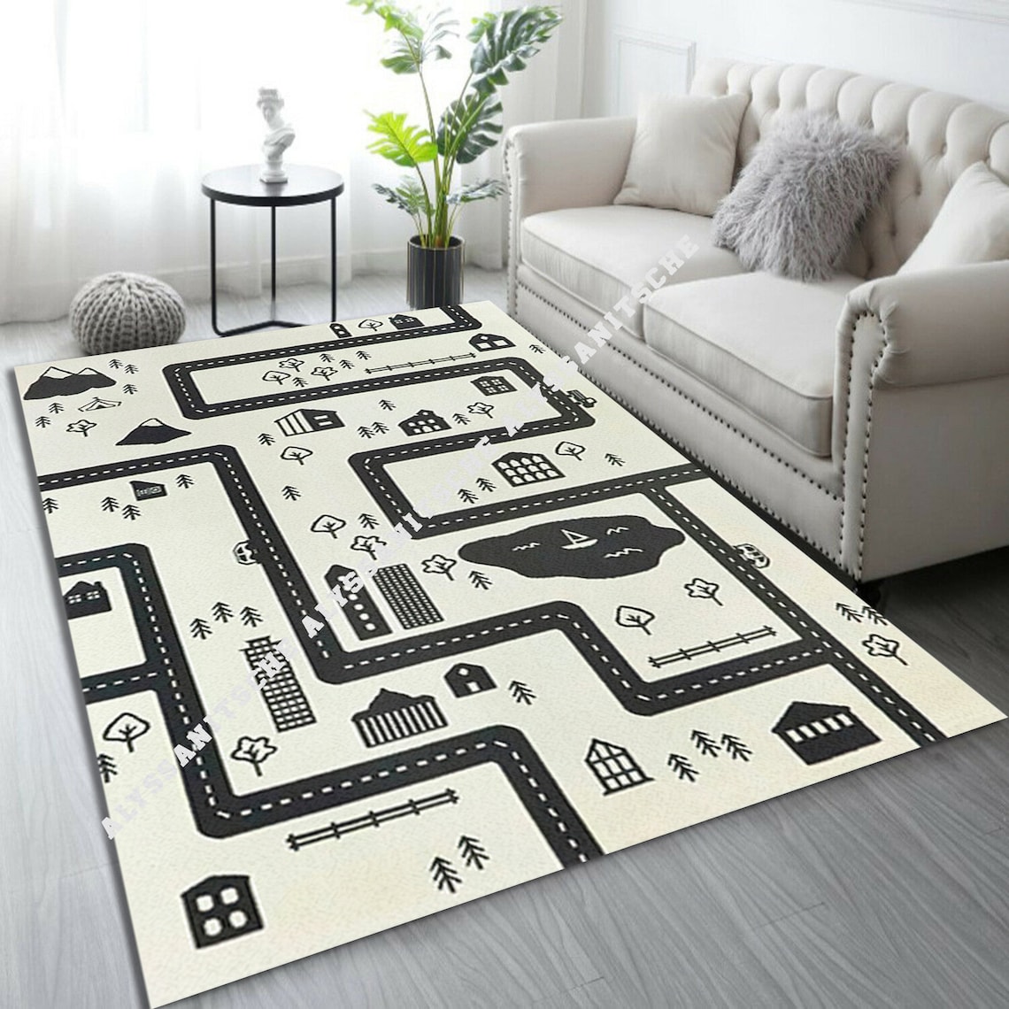 Car Rug Play Rug Play Mat Road Rug City car Nursery Etsy
