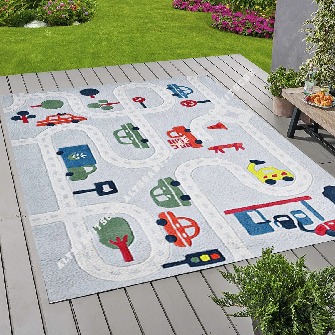 Car Rug Play Rug Play Mat Road Rug City car Nursery Etsy