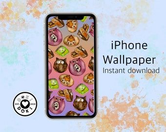 Spooky Donut  iPhone Wallpaper | Kawaii lock screen| Ghost wallpaper| Boba phone background