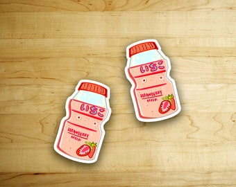 Strawberry Drink Kawaii  Sticker //Vinyl sticker, cute stationery, planner stickers, Food Stickers, Candy, Fruit, Strawberry