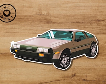 Delorean Car vinyl sticker // stationary scrapbooking 80s retro culture
