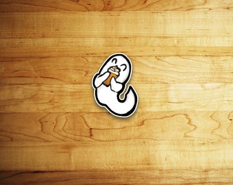 Ghost Pumpkin Spice Coffee Kawaii  Sticker //Vinyl sticker, cute stationery, planner stickers, Food Stickers, Spooky Coffee