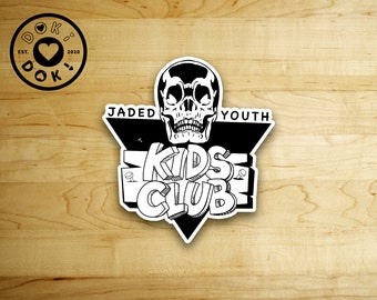 Jaded Youth Kids Club vinyl sticker // stationary scrapbooking Holographic vinyl sticker 90s retro culture, Punk Inspired