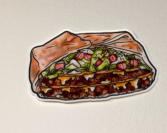 Crunch Wrap Supreme Sticker //Vinyl sticker, cute stationery, planner stickers, Food Stickers
