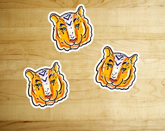 Tiger  Kawaii  Sticker //Vinyl sticker, cute stationery, planner stickers, Food Stickers, Colorful, Jungle