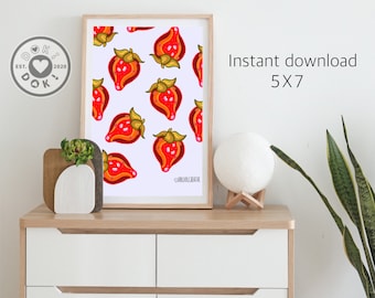 Abstract Strawberry  Print |pop art| food illustration | food art print | minimalist art | kitchen print