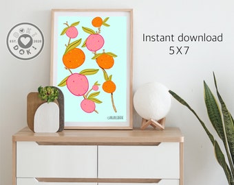 Abstract orange Print | food illustration | food art print | minimalist art | kitchen print