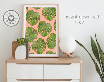 Monstera Plant Boho Print |pop art| Tropical  illustration | plant mom art print | minimalist art | kitchen print