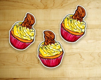 Easter Bunny Cupcake Sticker //Vinyl sticker, cute stationery, planner stickers, Food Stickers