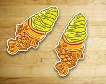 Taiyaki Ice Cream Kawaii  Sticker //Vinyl sticker, cute stationery, planner stickers, Food Stickers, Candy, Ice Cream, Japan Street Food